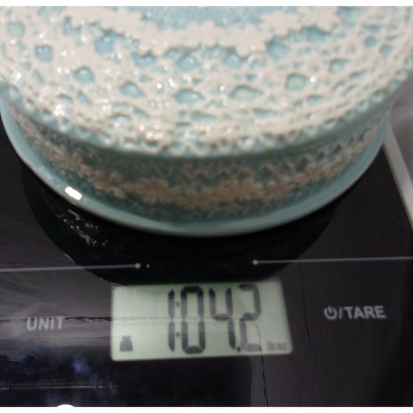 Lidded Turquoise Glazed Ceramic Catch-All Jewelry/Trinket Dish Box 7" - Picture 9 of 9